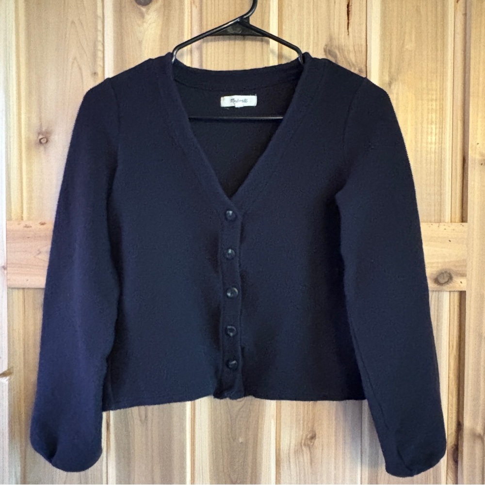Madewell Black Cardigan Sweater with V-neck and Long Sleeves